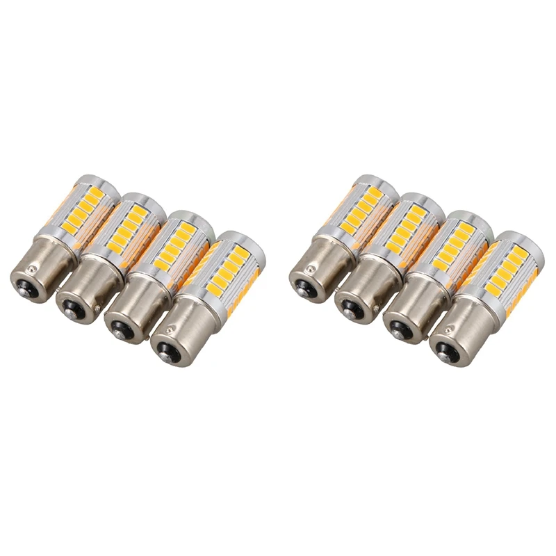 8 шт., Автомобильные светодиодные лампы 1156PY BAU15S PY21W 33SMD
