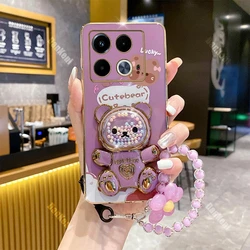 Nota 40 custodia per telefono con placcatura a bracciale con supporto Lucky Bear per Infinix Note 40Pro 30 30Pro 30i 12 12Pro 11S 10Pro Hot 30 20 12i Cover