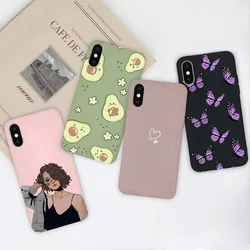 For iPhone X XR XS Max Case Fashion Cartoon Cute Girl Flower Cute Black Soft Matte Phone Back Cover For iPhoneX Xr Xs Funda Capa
