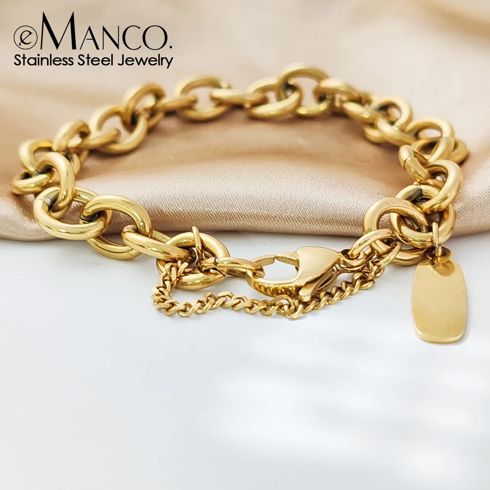 EManco-pulsera exagerada Vintage, banda estilo Punk Street Hip Hop, cadena de Rap, joyería chapada en oro, directo de fábrica