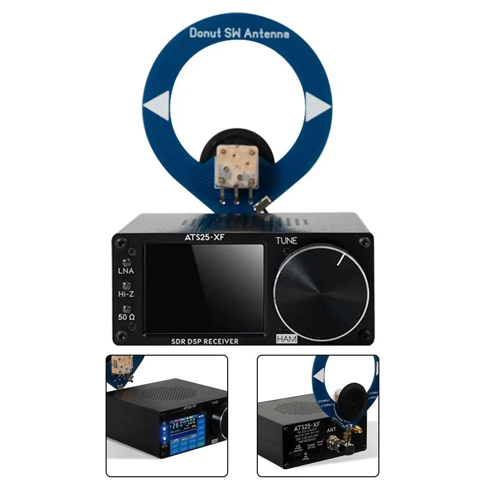 1 conjunto para ATS25-XF receptor de rádio de banda completa totalmente atualizado de alto desempenho com antena circular portátil externa