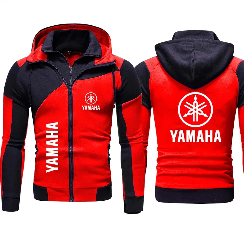 Yamaha Hoodie Motorcycle Logo Print Men\'s Biker Jacket Zipper Sweatshirt Men Sportswear Yamaha Clothing Male Red Hoody S-3XL