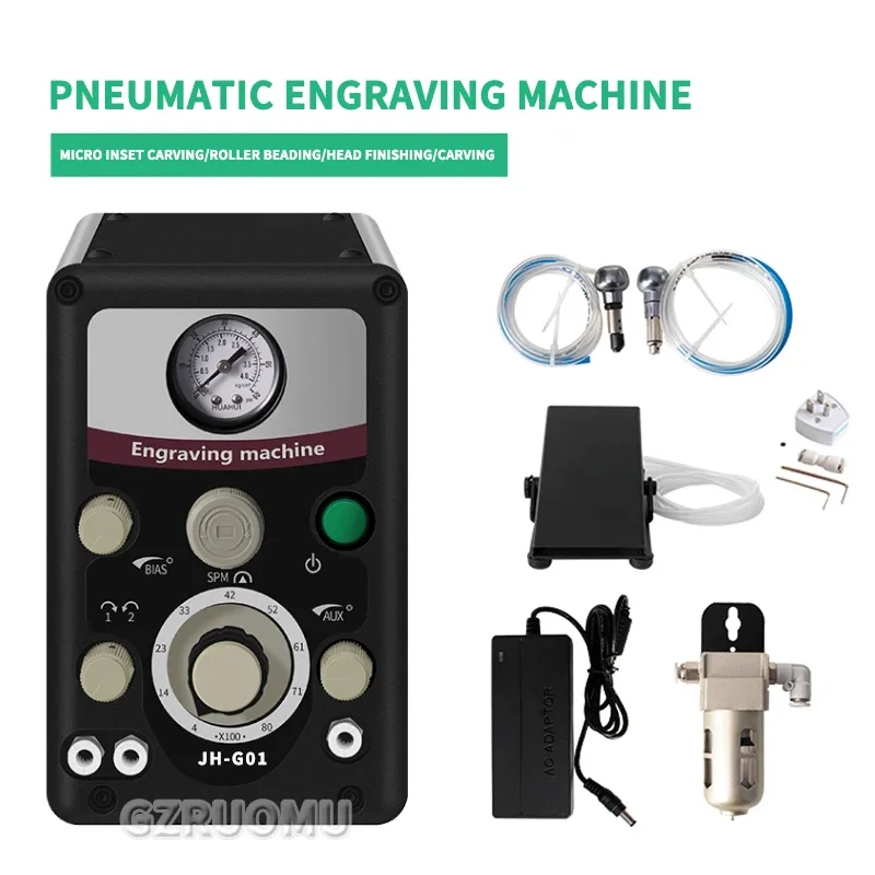 

JH-G01 Pneumatic Jewelry Engraving Machine Double Head Tool Gold Silver Jewellery Crafts Making Quick Engraver Device