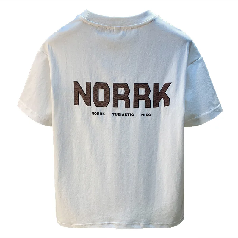 Letter printed T-shirt for men, summer trend casual short sleeved shirt, loose and slimming, versatile and comfortable top