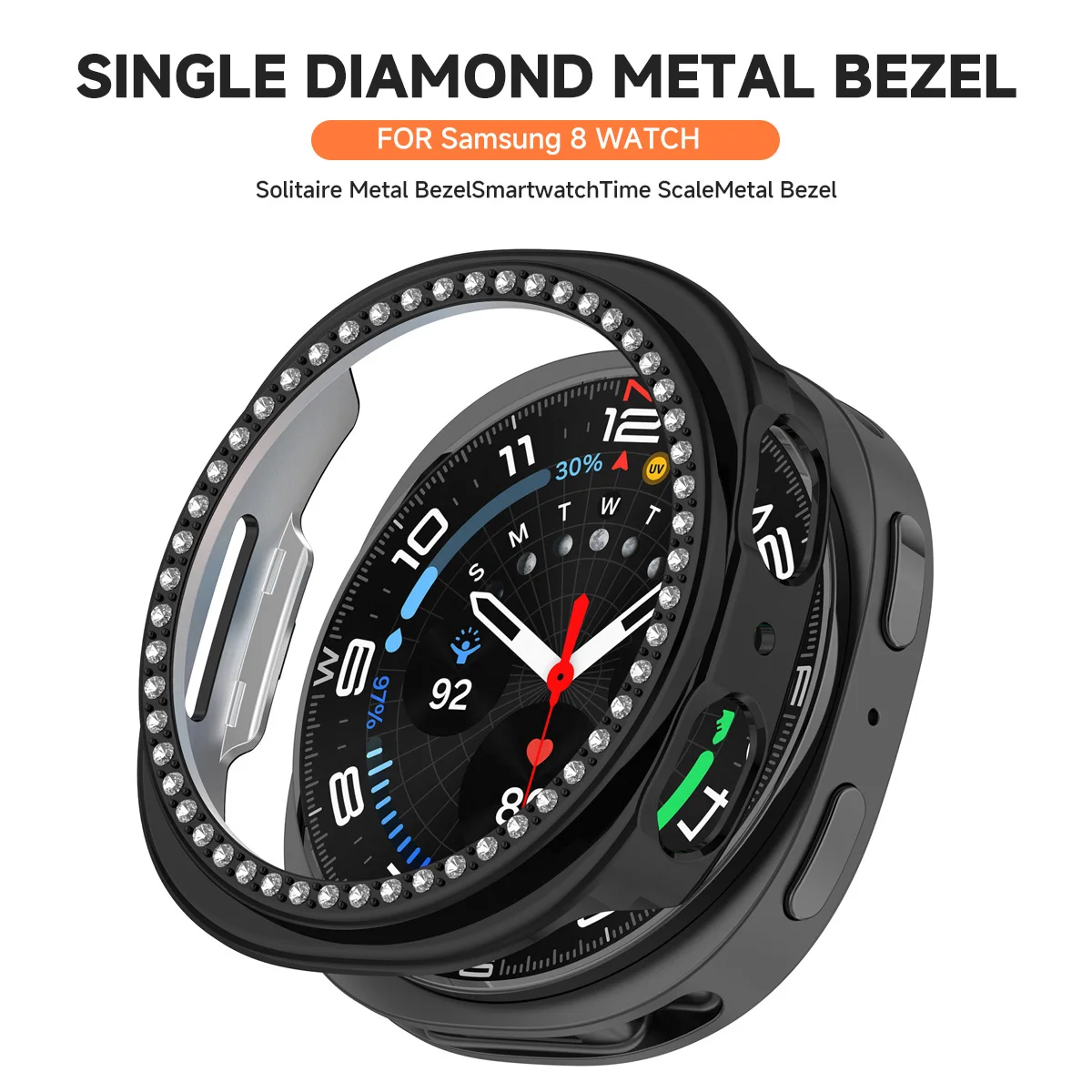 Роскошный полый чехол для Samsung Galaxy Watch 8, 44 мм, 40 мм, комплект с бриллиантовым жестким ПК для Samsung Galaxy Watch8, защитный чехол