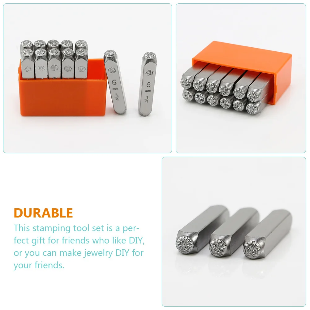 

12Pcs DIY Flower Steel Stamp Set Heavy Duty Metal Punch Tools for Jewelry Crafting Creative Craft Supplies Set
