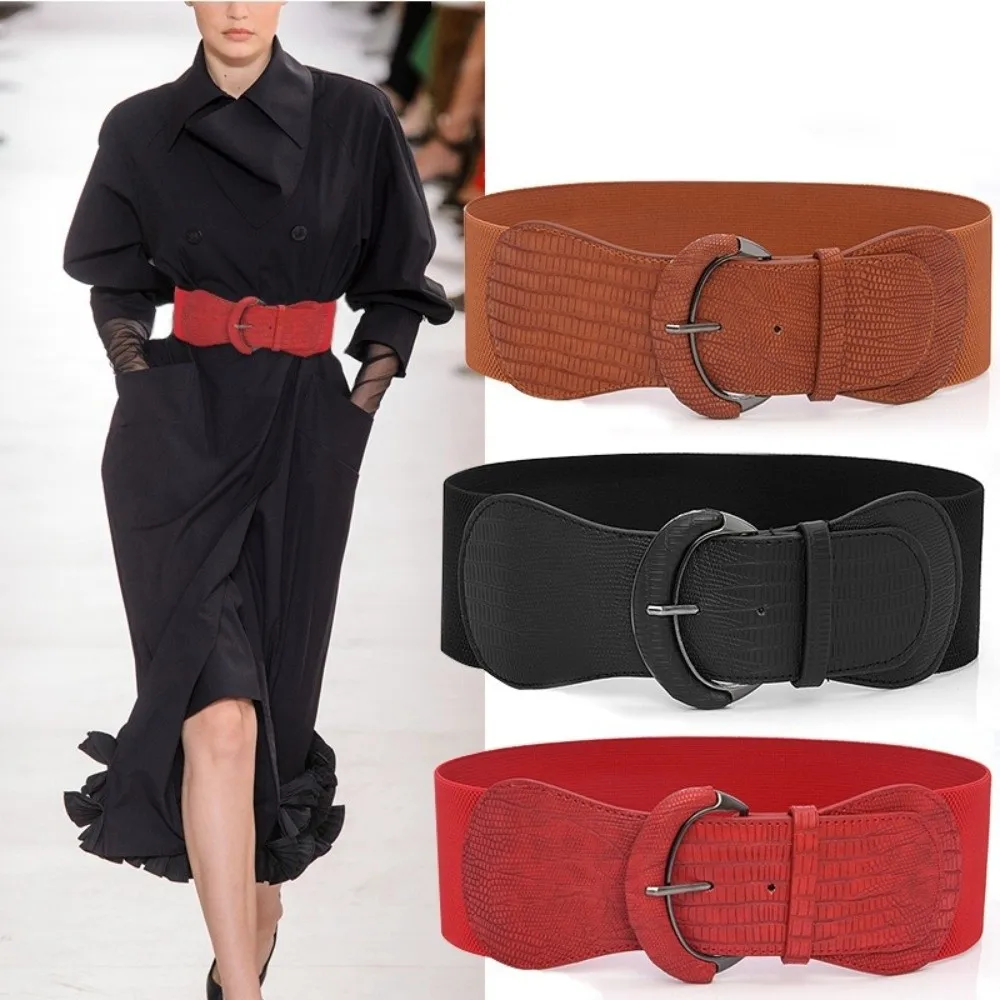 Slimming PU Stretchy Cummerbunds Cloth High Waist Female Waistband Dress Girdle Elastic Wide Waist Belt Corset