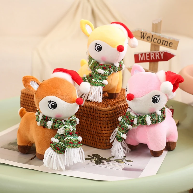 Christmas Deer Doll Xmas Elk Soft Toys New Kawaii Christmas Elk Plush Dolls Pretty Xmas Decor Kids New Year Gift ﻿