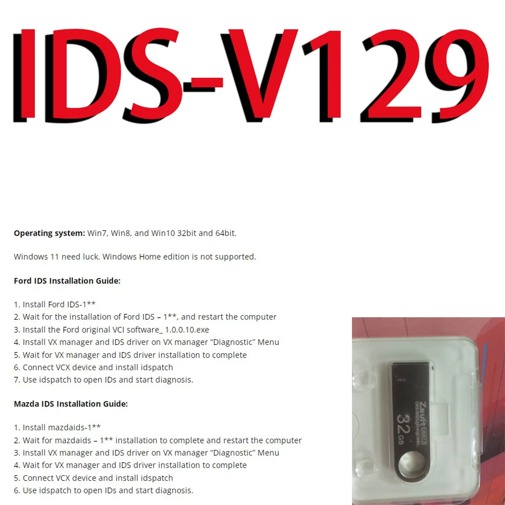 IDS-V129 Multi-Language IDS 129 For Ford VCMII OBD2 Scanner For Mazda Diagnostic Tools