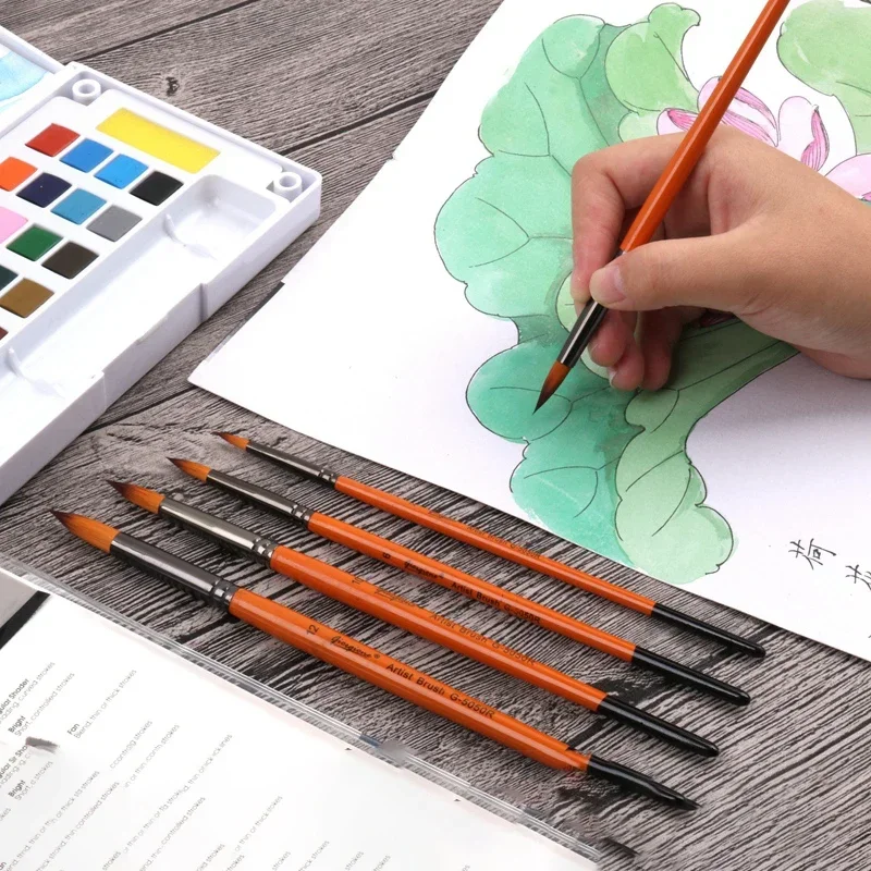 5 pcs nylon hair beginner hand-painted adult professional watercolor pen student drawing pointed round head of acrylic gouache