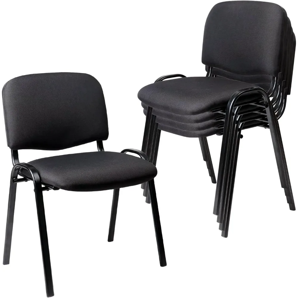 

Chairs (5 Pack)Fabric Black Reception Chairs Metal with Thickened Seat Back Cushion for Waiting Conference Room Guest Chairs