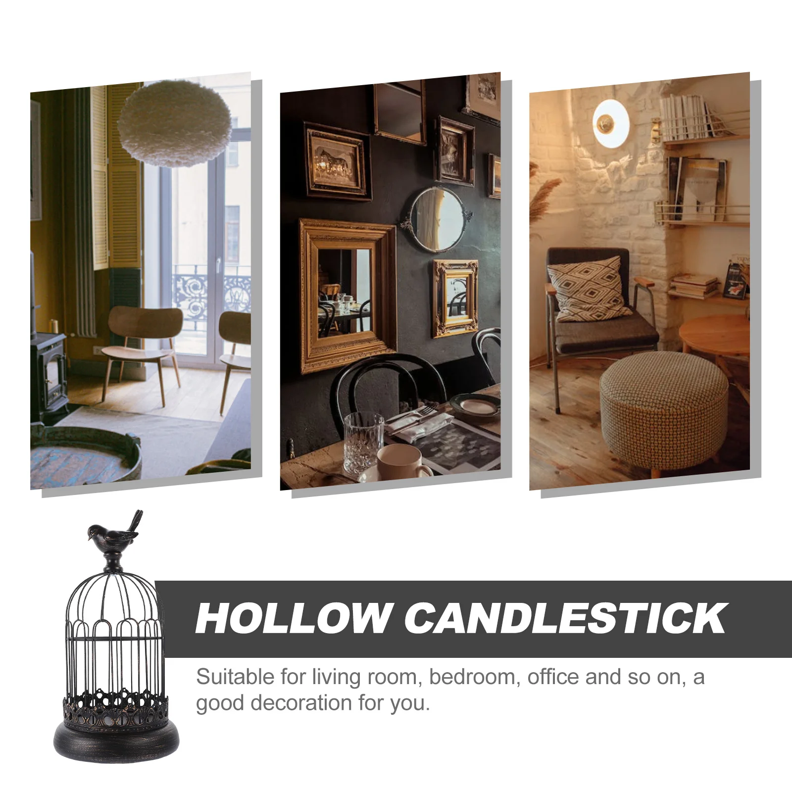 

1pc Birdcage Shaped Holder Retro Iron Decorative Stand For Home Office Party Desktop Decoration Craft Adornment