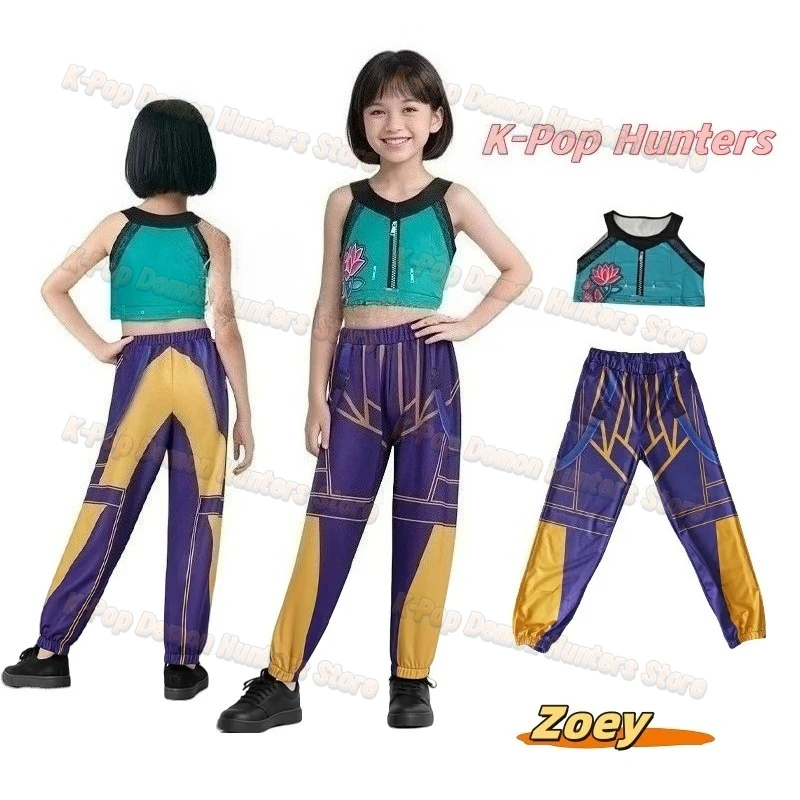 

Halloween 2025 Kpop Demon Hunter Cosplay Costume Zoey Cosplay Girls Style Kids Stage Performance Clothes Anime