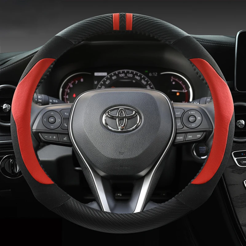 

Car Steering Wheel Cover Four Seasons Universal Protector Cover Rubber Leather suede Non-slip Breathable Car Interior Handle