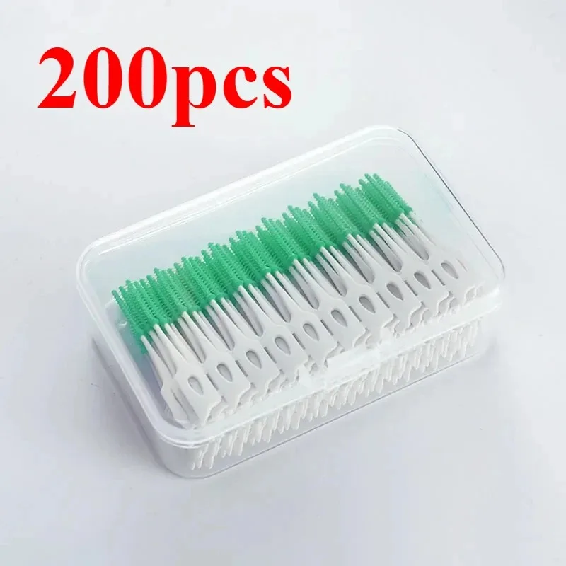 40/120/200pcs Interdental Brush Food Grade Silicone Clean Tooth Crevices Dental Care Box Toothpicks Dental