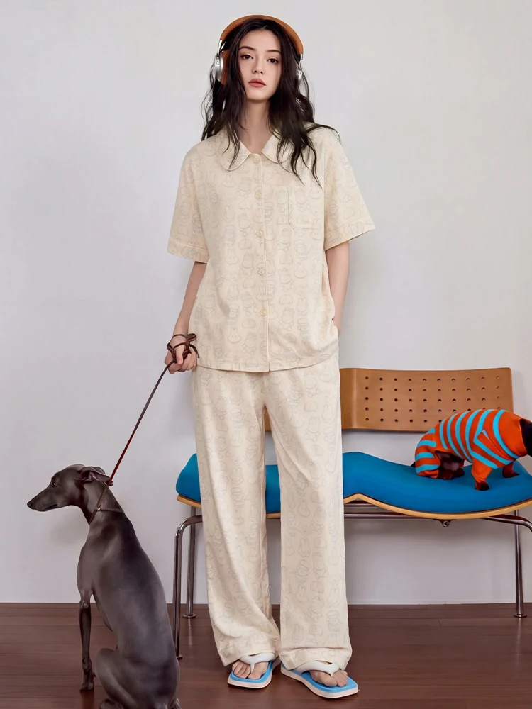 chawang-2026-nouvelle-tenue-de-nuit-pour-femme-en-coton-pur-bleu-clair-a-manches-courtes-ensemble-de-vetements-decontractes-fins-pour-la-maison-confortable-pour-l'ete