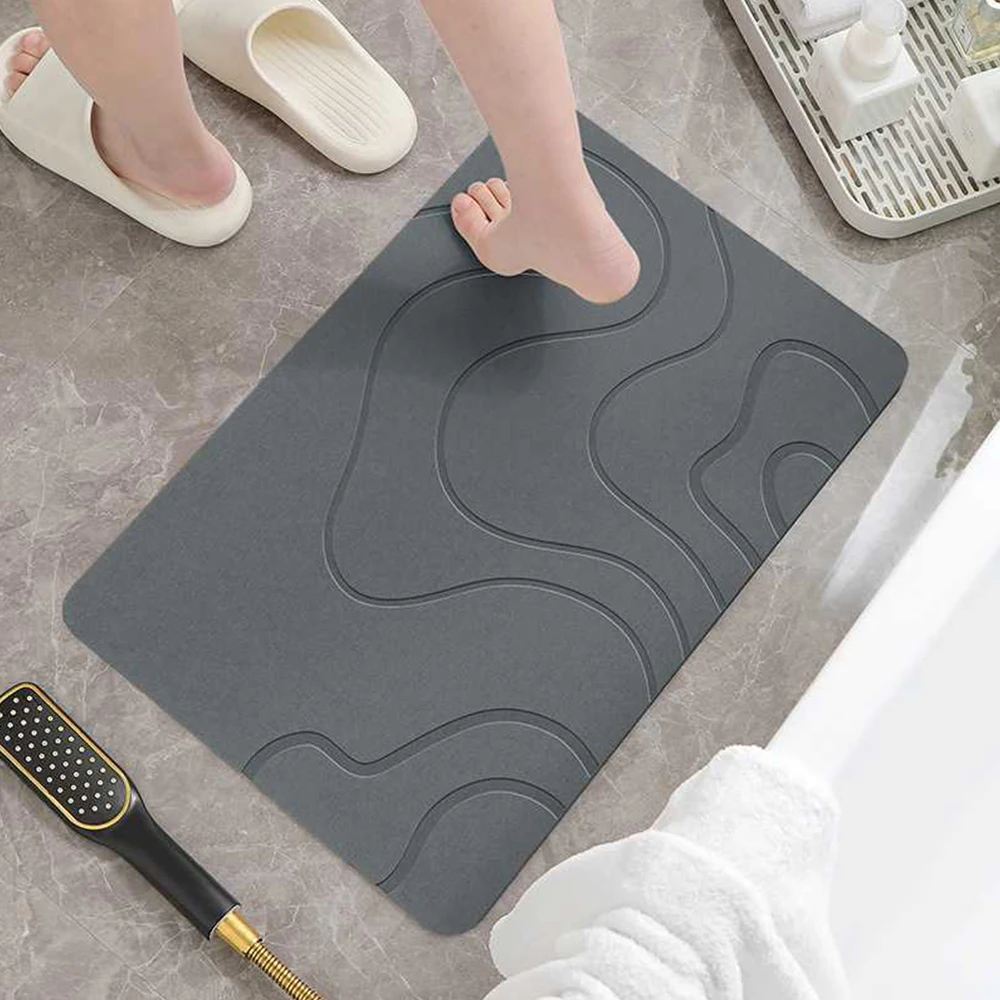 Diatomite Stone Bath Mat Diatom Mud Soft Mat Water Absorption Quick Drying Diatomite Stone Shower Mat Entryway Rugs Indoor