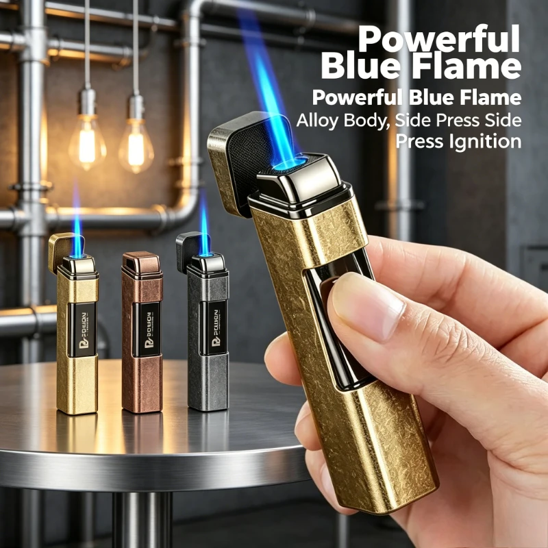 

Men Festival Gift Metal Cigar Lighter, Novel Fashion Jet Flame Butane Gas Practical Outdoor Smoking Accessory