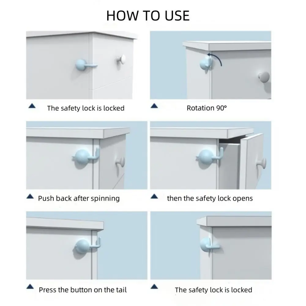 6 pçs abs fechaduras de proteção de segurança multi-função anti-beliscar mão criança proteger fechaduras de segurança de gaveta durável eficiente