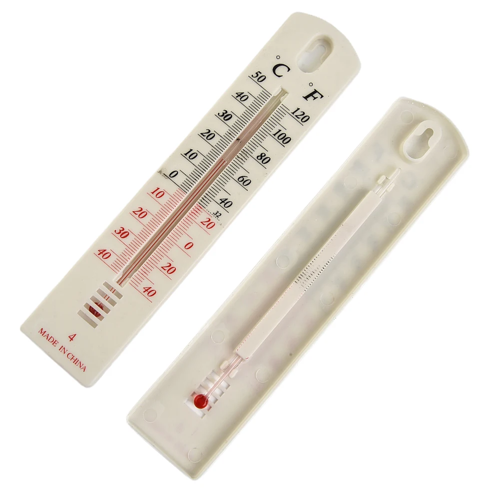 Brand New Thermometer 195*35mm 3x Dual Temperature Readings Easy To Install Plastic White Balcony For Basement