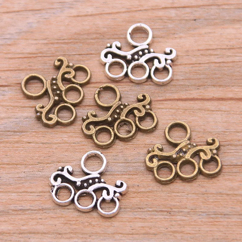 60PCS 11*12mm Wholesale New Product Two Color Small Porous Hollow Charms Connector Jewelry Metal Alloy DIY Marking