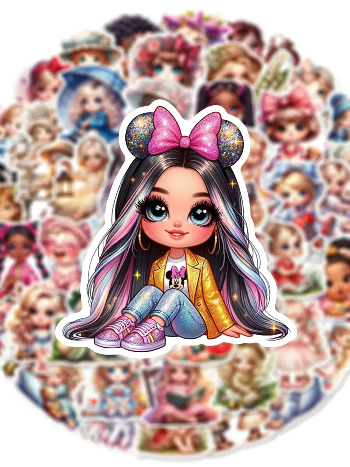 Autocollants pour petite fille, 50 pièces, belle poupée mignonne, décoration valise, Scrapbooking, téléphone, ordinateur portable, papeterie, jouet pour enfant