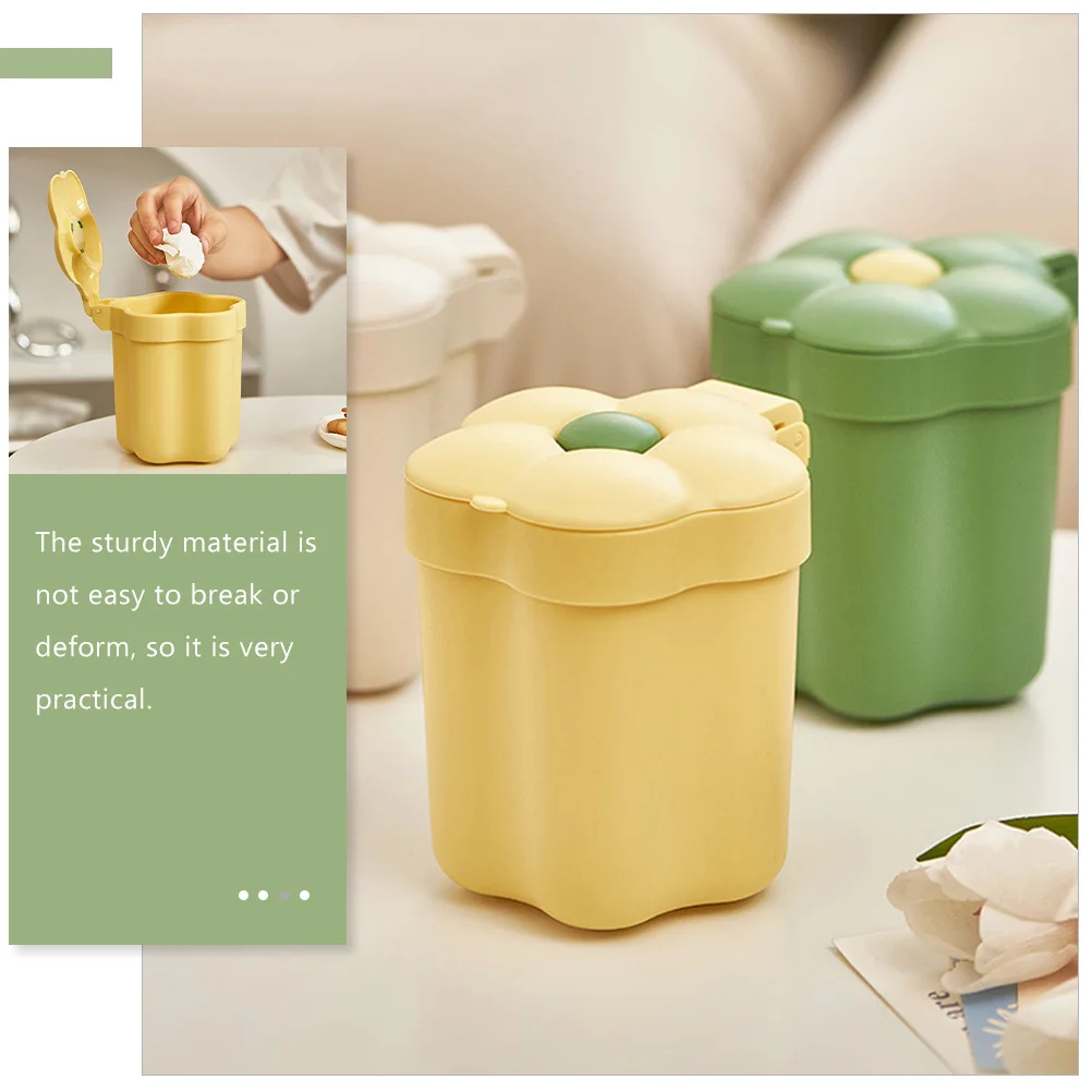 

Desktop Garbage Can Flower Shaped Trash Bin Small Rubbish Container for Kitchen Bedroom Bathroom Office Home Reusable Easy Clean