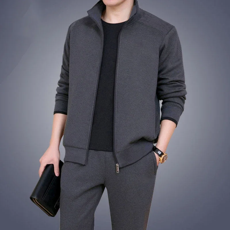 Automne hiver hommes décontracté survêtement ensembles Sport costumes hommes vêtements de Sport fermeture éclair survêtement ensemble homme 2 pièces ensemble hommes survêtements