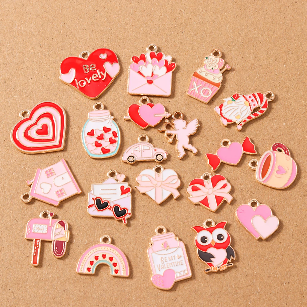 10pcs Cute Enamel Love Heart P - Art Craft Handmade ulasan dan harga