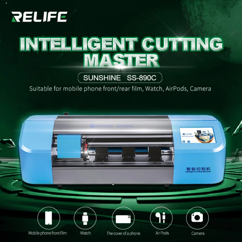 

RELIFE SS-890C Intelligent Film Cutting Machine for Mobile Phone Front and Rear Film Watch Tablet Camera Bluetooth-APP Operation