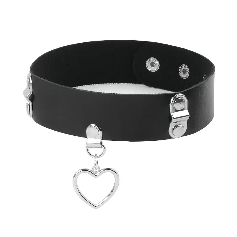 Sexy Necklace Collar Leather Bdsm Cosplay  Heart Collars And Leash Set For Women Bondage Gothic Choker Bell Accessories