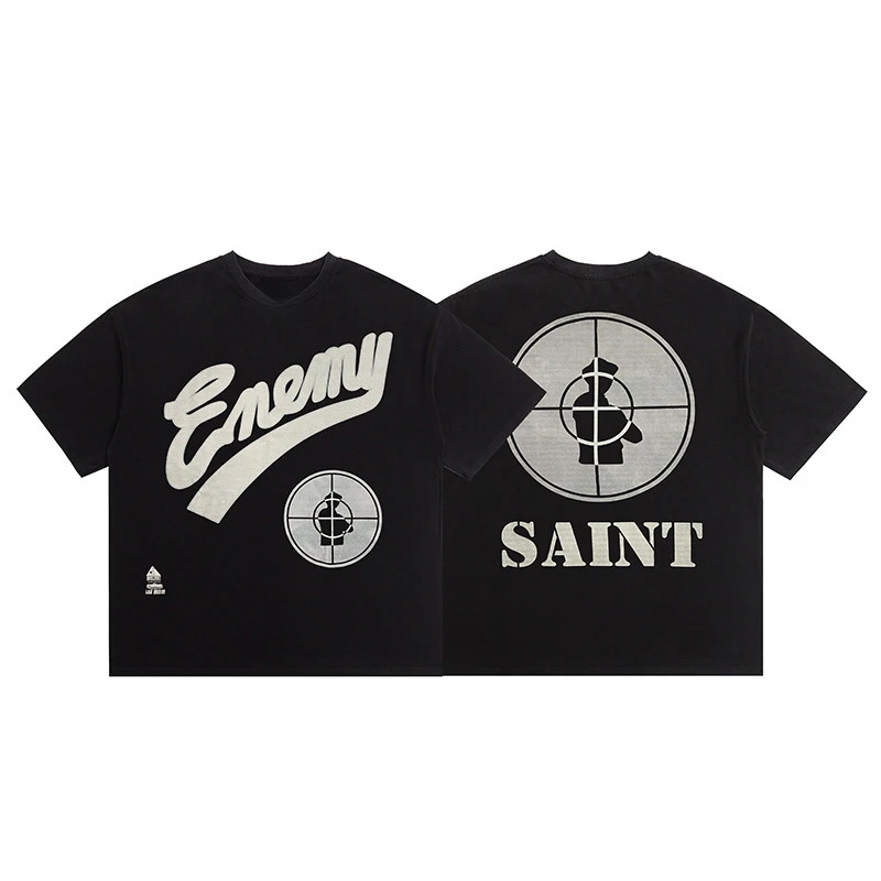 Top Summer Saint Vintage Michael American High Street Retro Kurzarm-Baumwoll-T-Shirts für Männer und Frauen – Detail 6