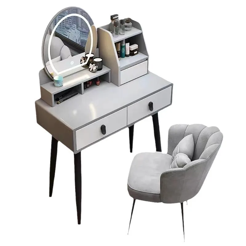 Bedroom 80cm 100cm MDF Board Mirrored Makeup Dressing Table Set