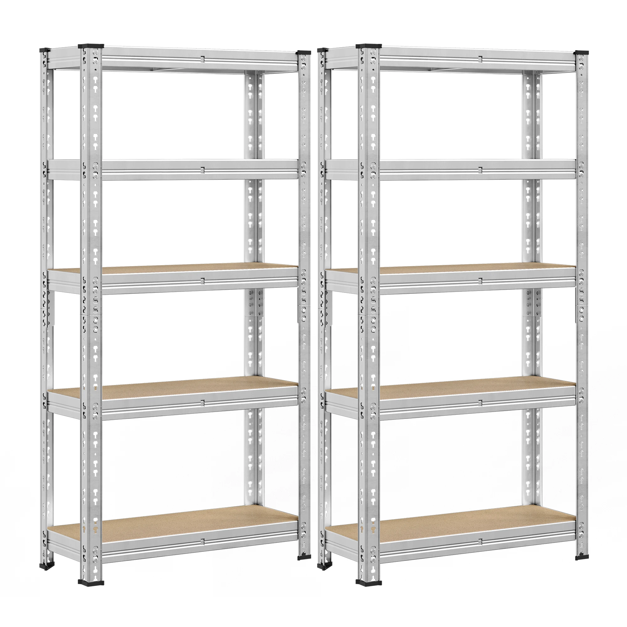 SONGMICS Étagère de Rangement Charge Lourde, Lot de 2, Étagère de Garage 30 x 75 x 150 cm, Capacité de Charge Jusqu’à 875 kg, Montage Facile, Tablettes Réglables