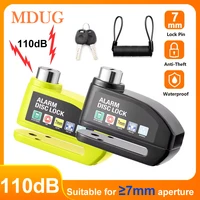 Alarma de motocicleta, bloqueo de freno de disco, candado de seguridad para rueda de Moto, resistente al agua, 110dB, alarma antirrobo fuerte, bloqueo de disco de motocicleta