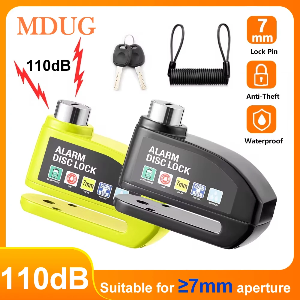 Motorcycle Alarm Disc Brake Lock Security Moto Wheel Disk Padlock Waterproof 110dB Loud Anti Theft Alarma Motorcycle Disc Lock