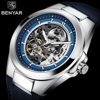 Benyar New Skeleton Automatic mechanical wristwatch Fashion Classic Watch Alloy daily waterproof watch BY5207 Hombre reloj