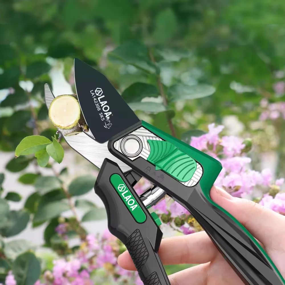 LAOA Garden Scissors Sharp Pruning Anti Slip And Labor-saving Handle SK5 Rust Proof And Wear-resistant Garden Scissors