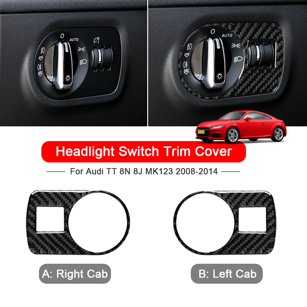 Carbon Fiber Car Headlight Switch Button Frame Cover Trim Interior Sticker For Audi TT MK1 8N 8j MK123 2008-2014 Accessories