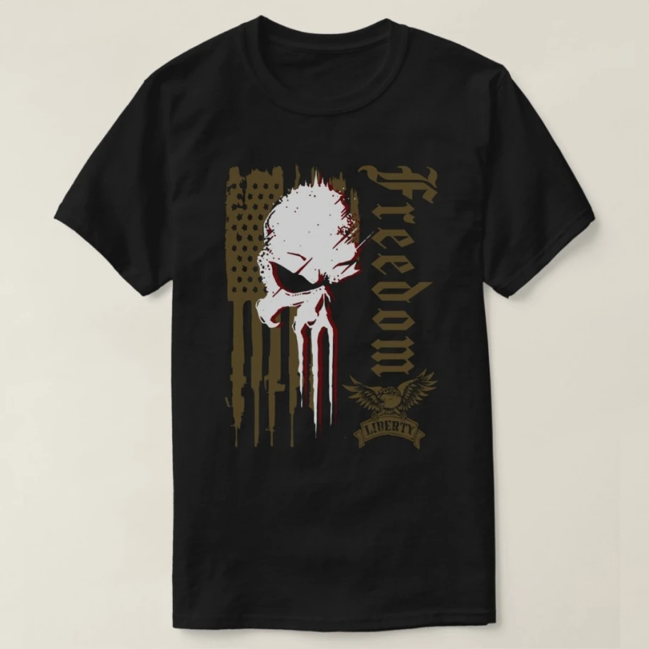 Freedom Over Fear Pro Gun USA Flag 2nd Amendment T-Shirt 100% Cotton O-Neck Short Sleeve Summer Casual Mens T-shirt Size S-3XL