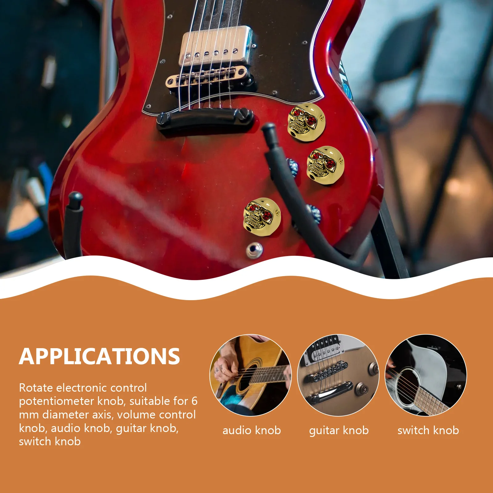 

Amp for Electric Guitar Knob Cap Volume Control Bass Knobs Amplifier Professional Potentiometer Golden Hats