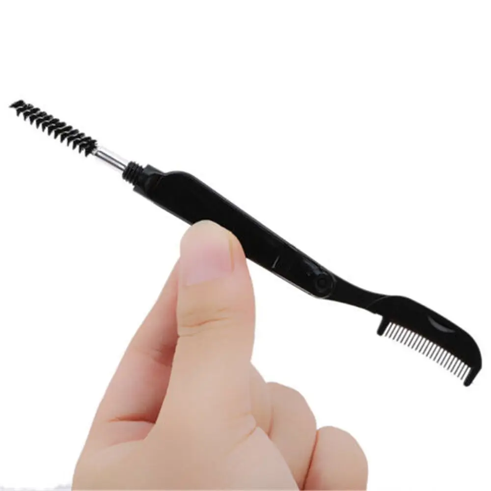 Women's Fashion Makeup Beauty Steel Needles Mascara Separator Eyebrow Brush Dual-Head Foldable Eyelash Metal Comb