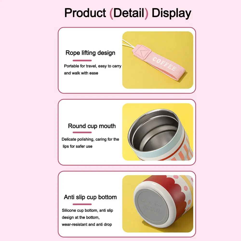 

Portable 560mL Vacuum Cup Insulation Or Cooling Large Capacity Thermal Mug with Lifting Rope Insulated Cup Travel