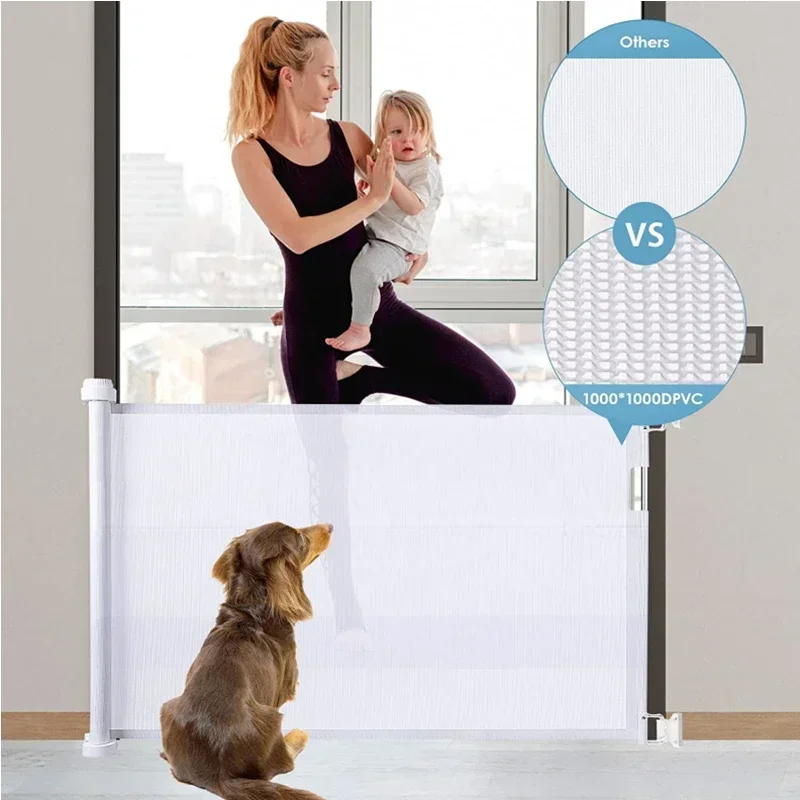 Grainbuds New Portable Folding Baby Safety Gates Pet Barrier Mesh Fences Aluminum Easy To Install Playpen Guardrail Knob Design