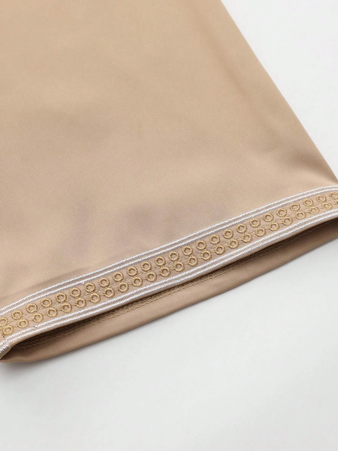 Apricot Middle Eastern Toga for Men plus Size Muslim Casual Embroidered Arab Thawb Jubba Thobe