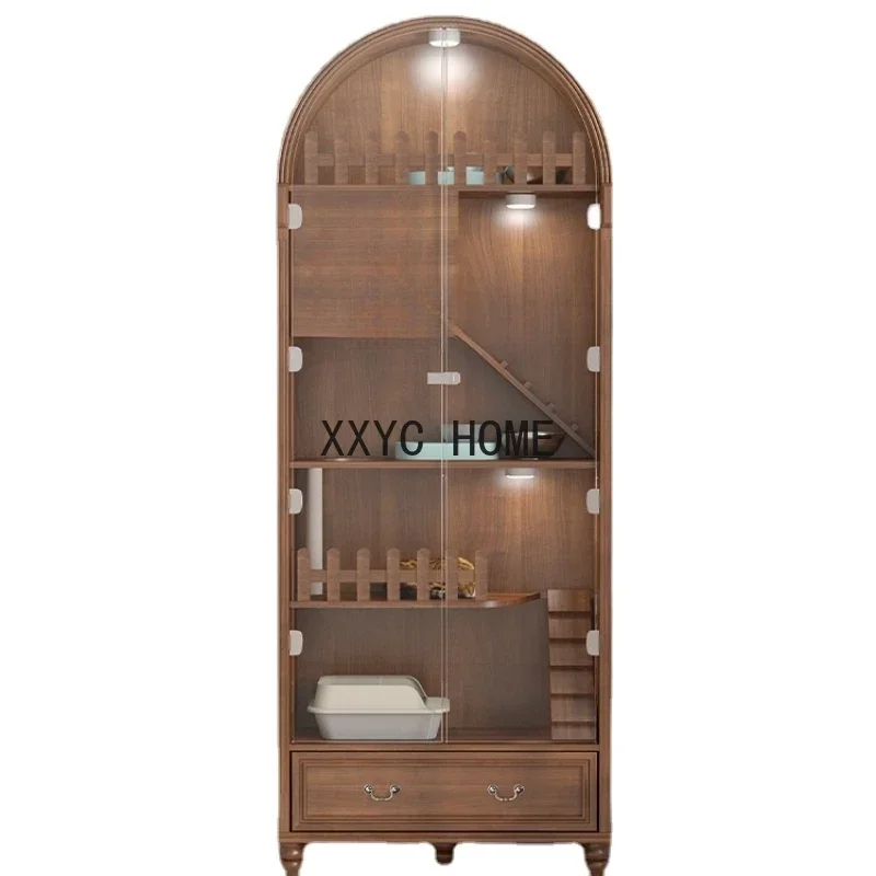 

Solid Wood Large Space Cat Nest Indoor Cat House Luxury Panoramic Cat Cabinet