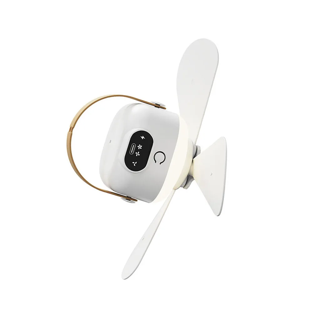 Ceiling Mounted USB Rechargeable Fan for Camping RV Tent with Remote Control 2000-4000mAh Battery 3 Speed Settings Ambient Light