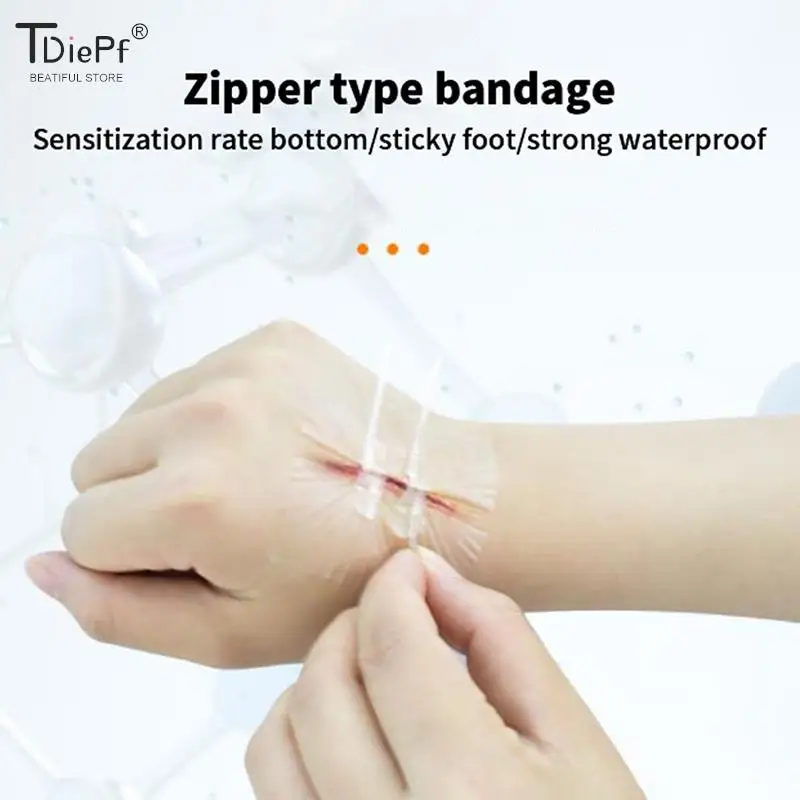 1/2/3pcs/set Band-Aid Zipper Tie Wound Closure Patch Hemostatic Patch Wound Fast Suture Zipper Band-Aid Outdoor Portable