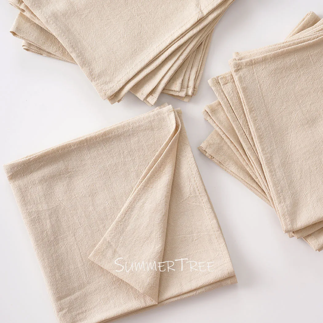 Servilletas de tela lisa de algodón lavada, 12 Uds., 40x40cm, toallas de té suaves y duraderas Vintage, manteles individuales para el hogar, cocina, decoración de mesa de boda