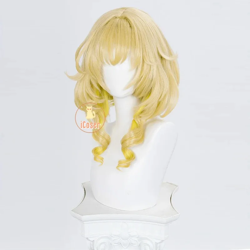 iCoser Honkai スターレール Aglaea コスプレウィッグブロンドショートヘアアンフォレウスゴールドウィーバーハロウィンパーティー女性ガールズカーニバル